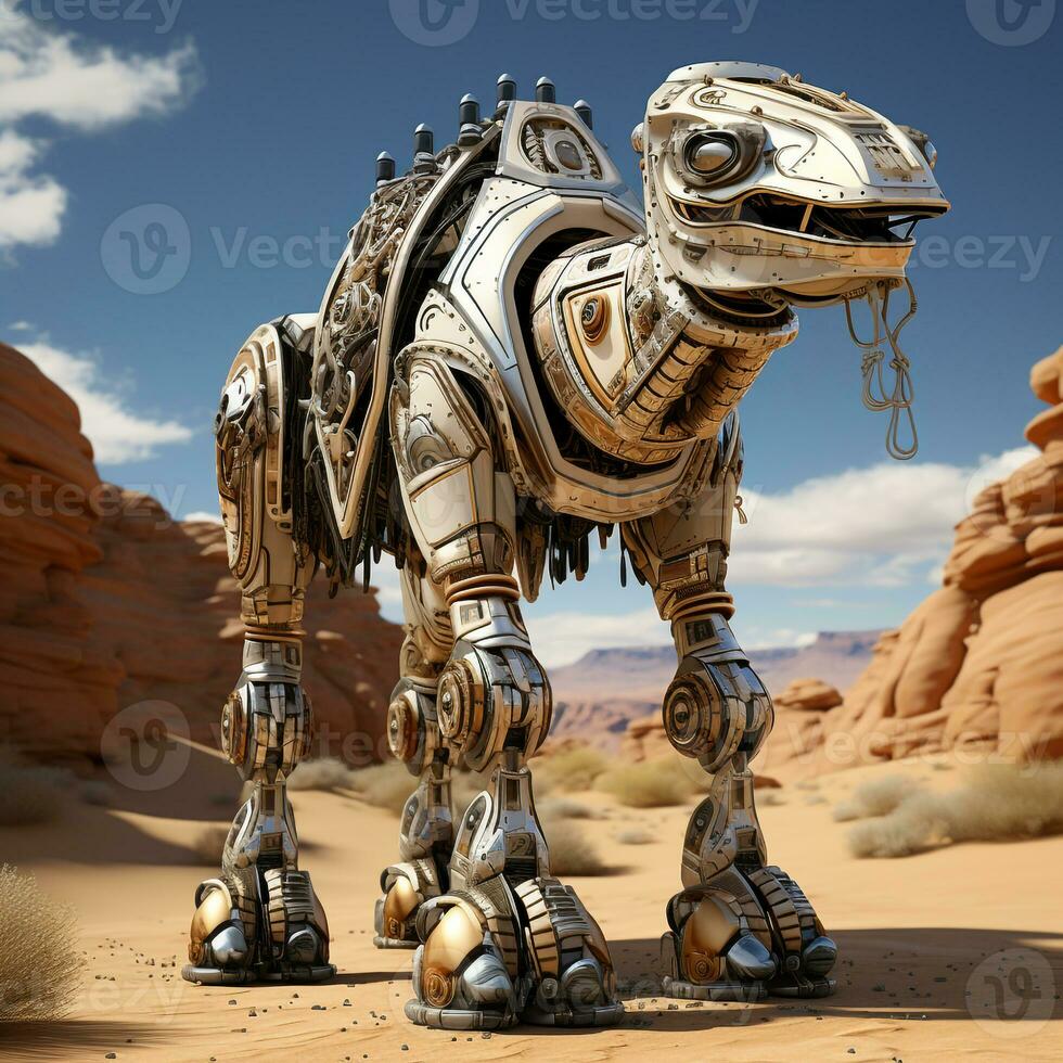 ai generato 3d cartone animato cammello robot foto