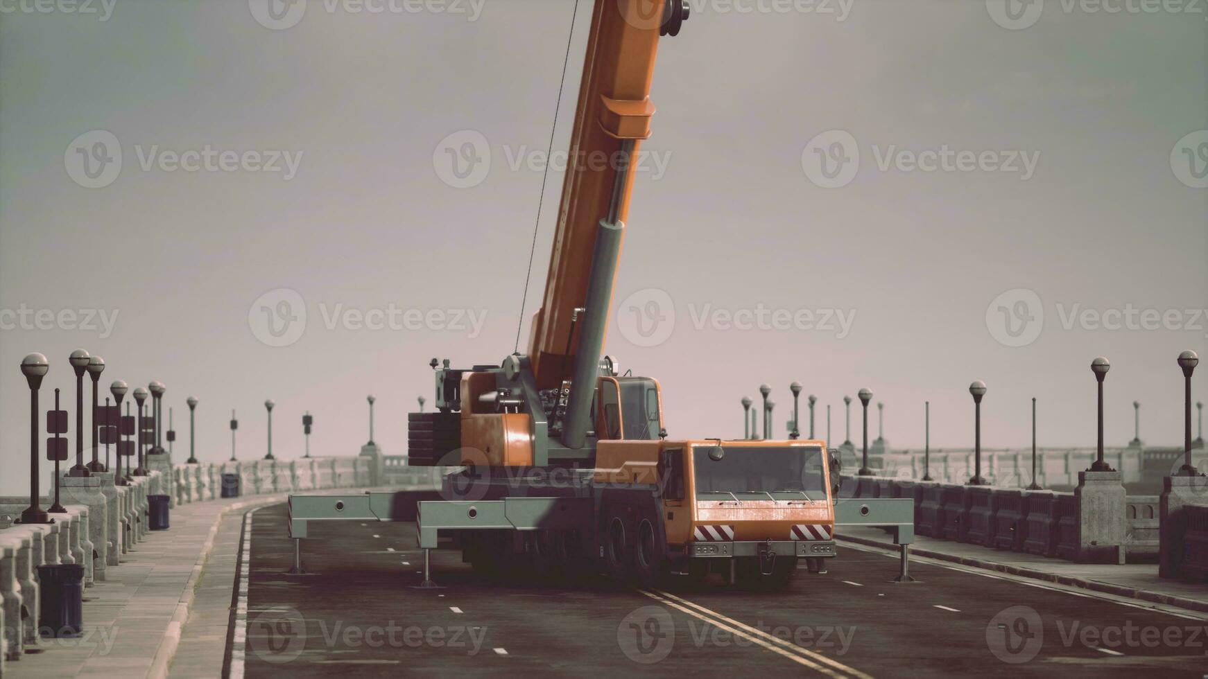 grande auto gru su il ponte sotto contrazione foto