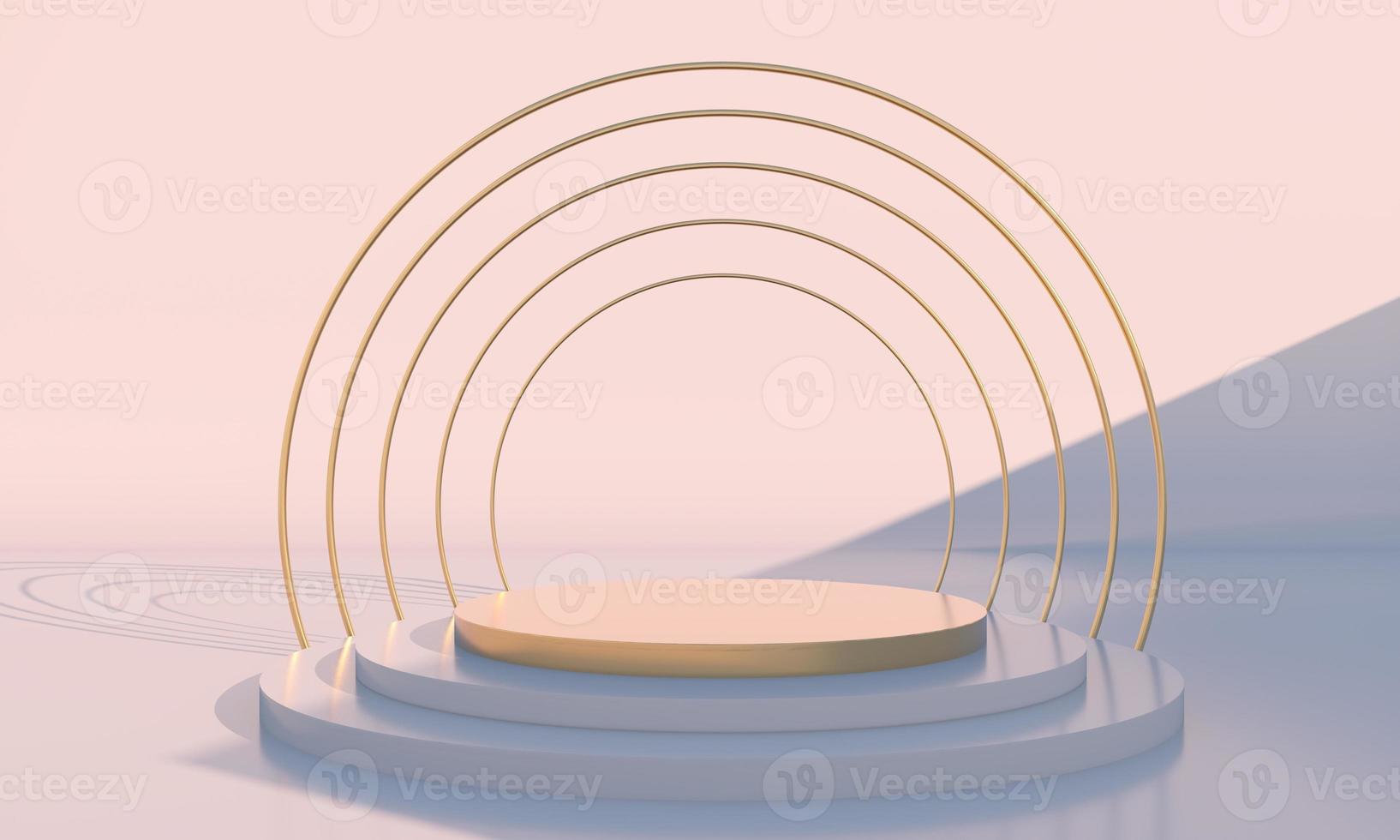 scena minimale con forme geometriche, podi in fondo crema con ombre. scena per mostrare prodotto cosmetico, vetrina, vetrina, vetrina. 3d foto