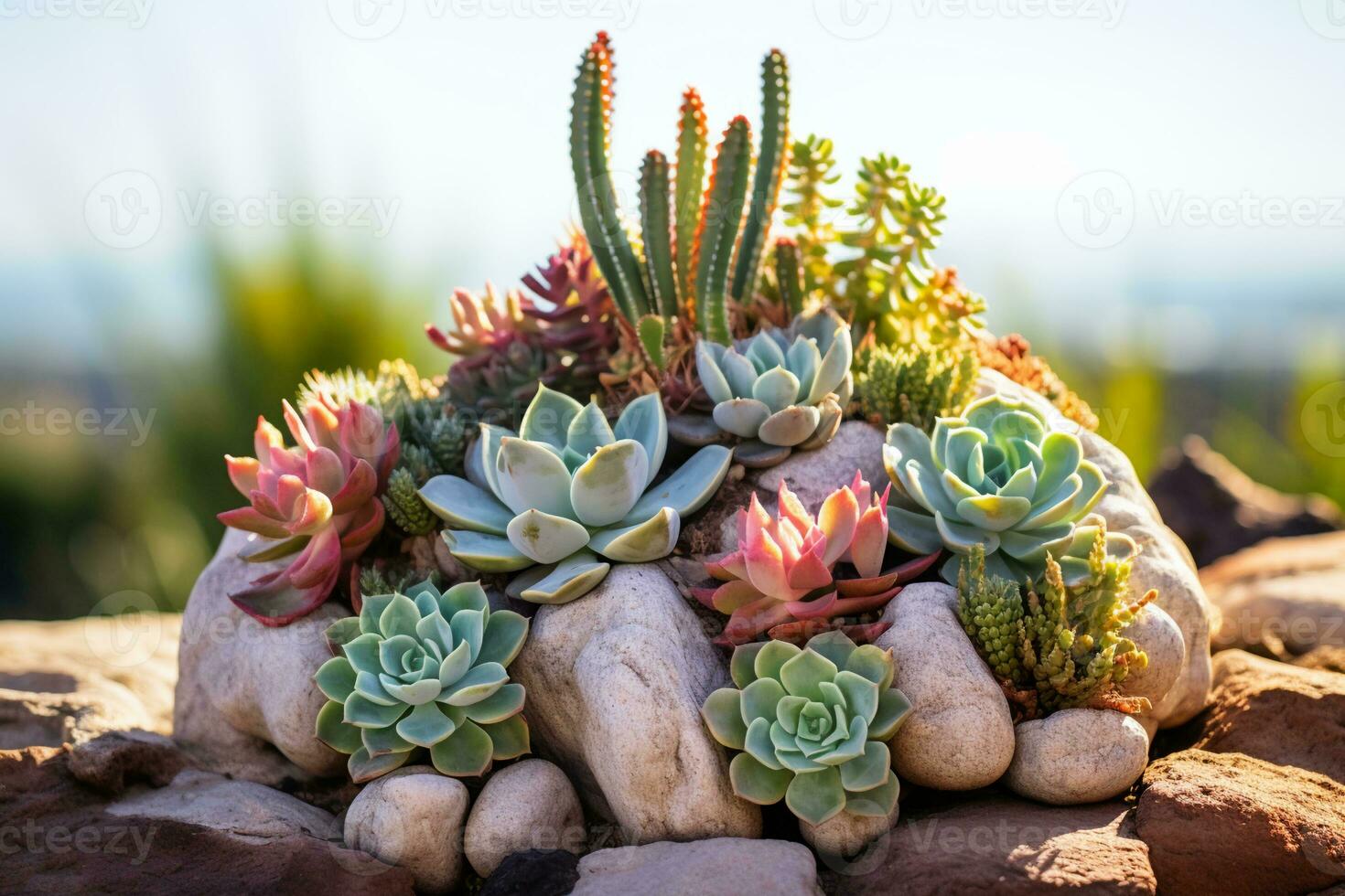 ai generato un' selezione di diverso tipi di succulente foto