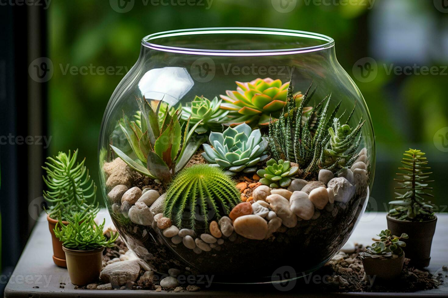 ai generato un' selezione di diverso tipi di succulente foto