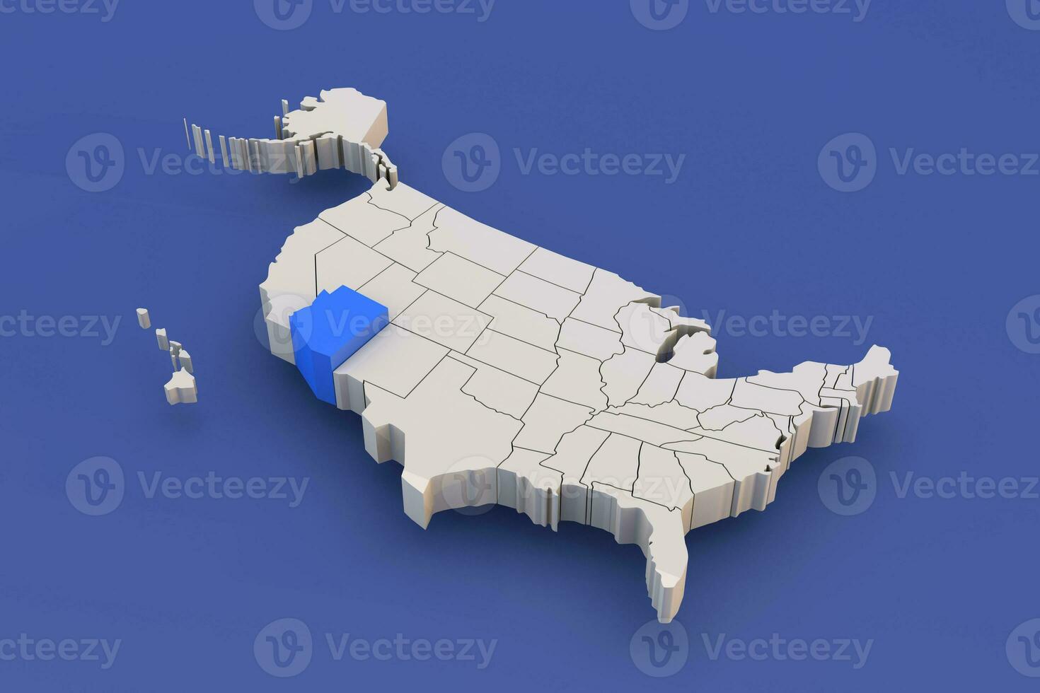 Arizona stato di Stati Uniti d'America carta geografica con bianca stati un' 3d unito stati di America carta geografica foto