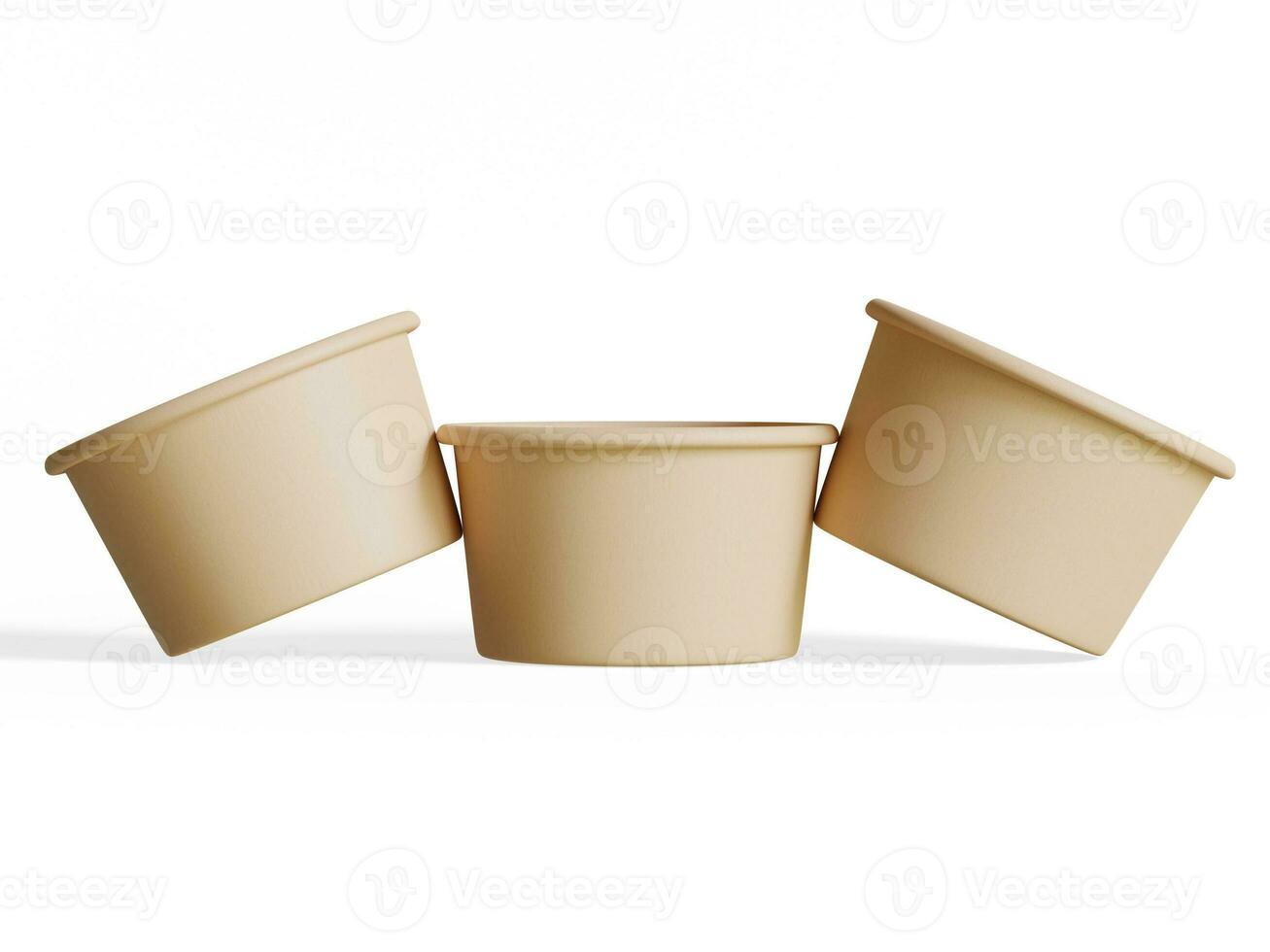 contenitore per cibo o monouso kraft carta ciotola isolato su bianca sfondo realistico 3d illustrazione foto