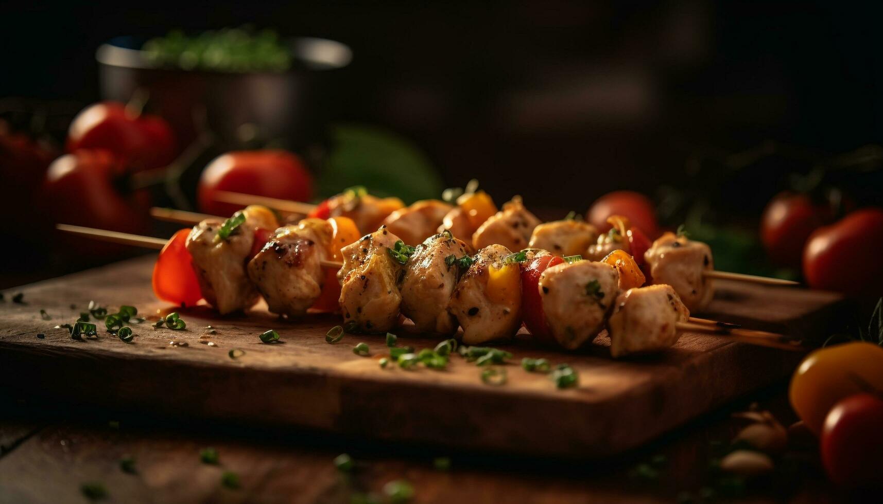 ai generato un' buongustaio messicano pasto con grigliato carne, fresco la verdura, e salsa generato di ai foto