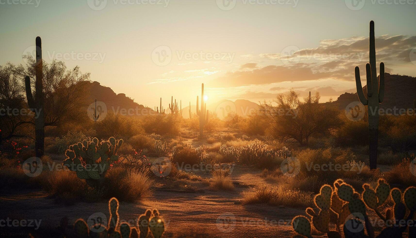 ai generato natura bellezza nel tramonto, pianta, paesaggio, fiore, e estate generato di ai foto