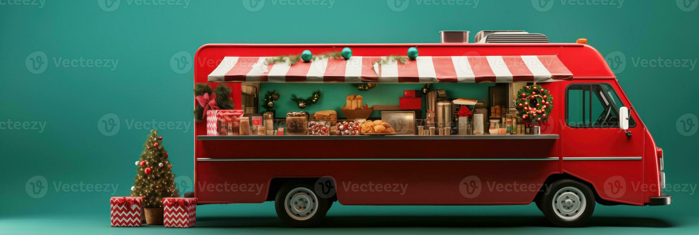 ai generato minimalista Natale cibo camion isolato su un' bianca sfondo foto