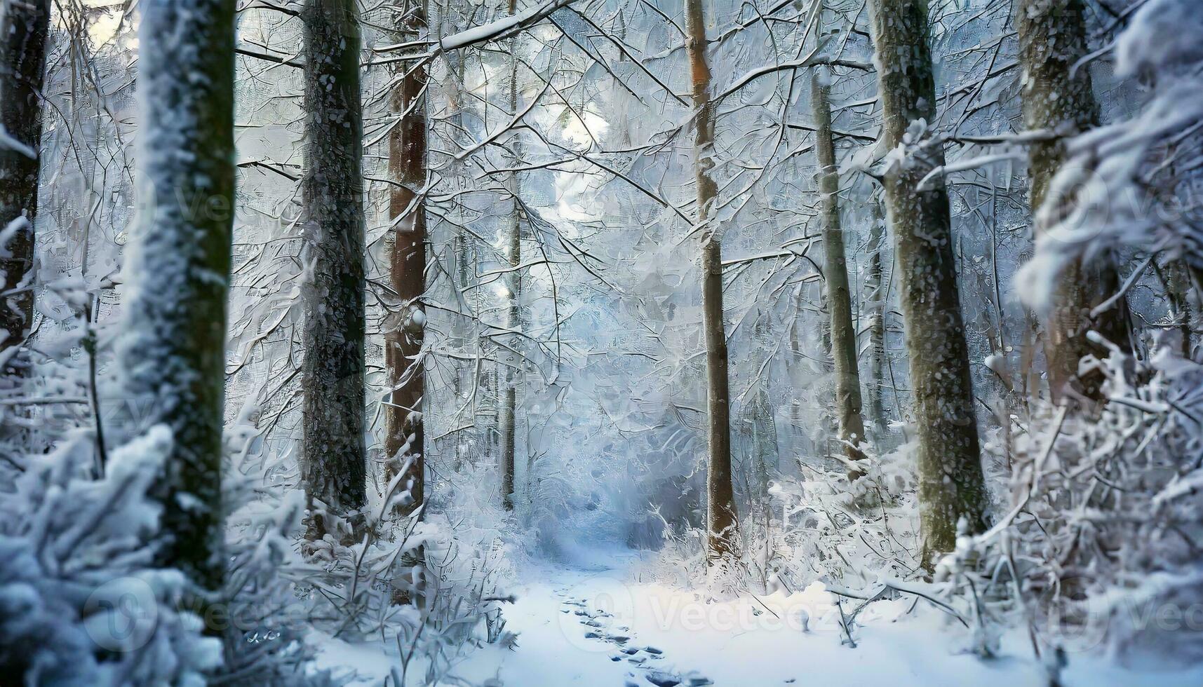 ai generato inverno foresta nel il neve foto