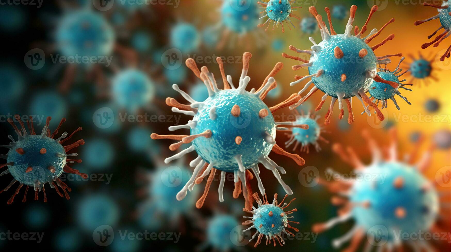 ai generato microscopio virus vicino su. creato con generativo ai foto