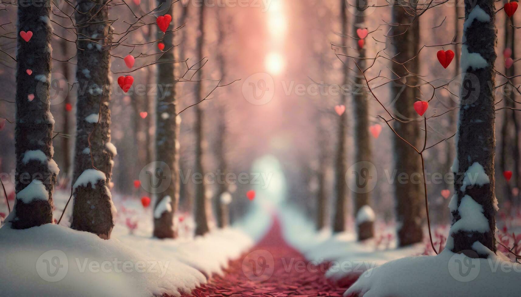 ai generato concetto per San Valentino giorno carte con cuore forma nel natura foto