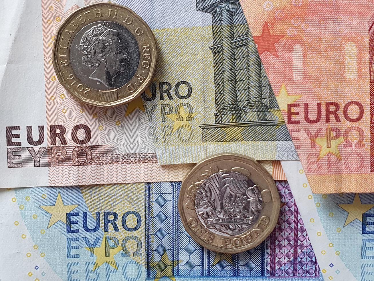 valore di cambio della moneta europea e della valuta della sterlina inglese foto