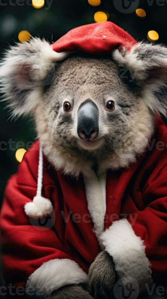 ai generato carino coniglio lepre rosso Santa cappello sfondo neve cartolina soffice animali regalo rosso inverno foto