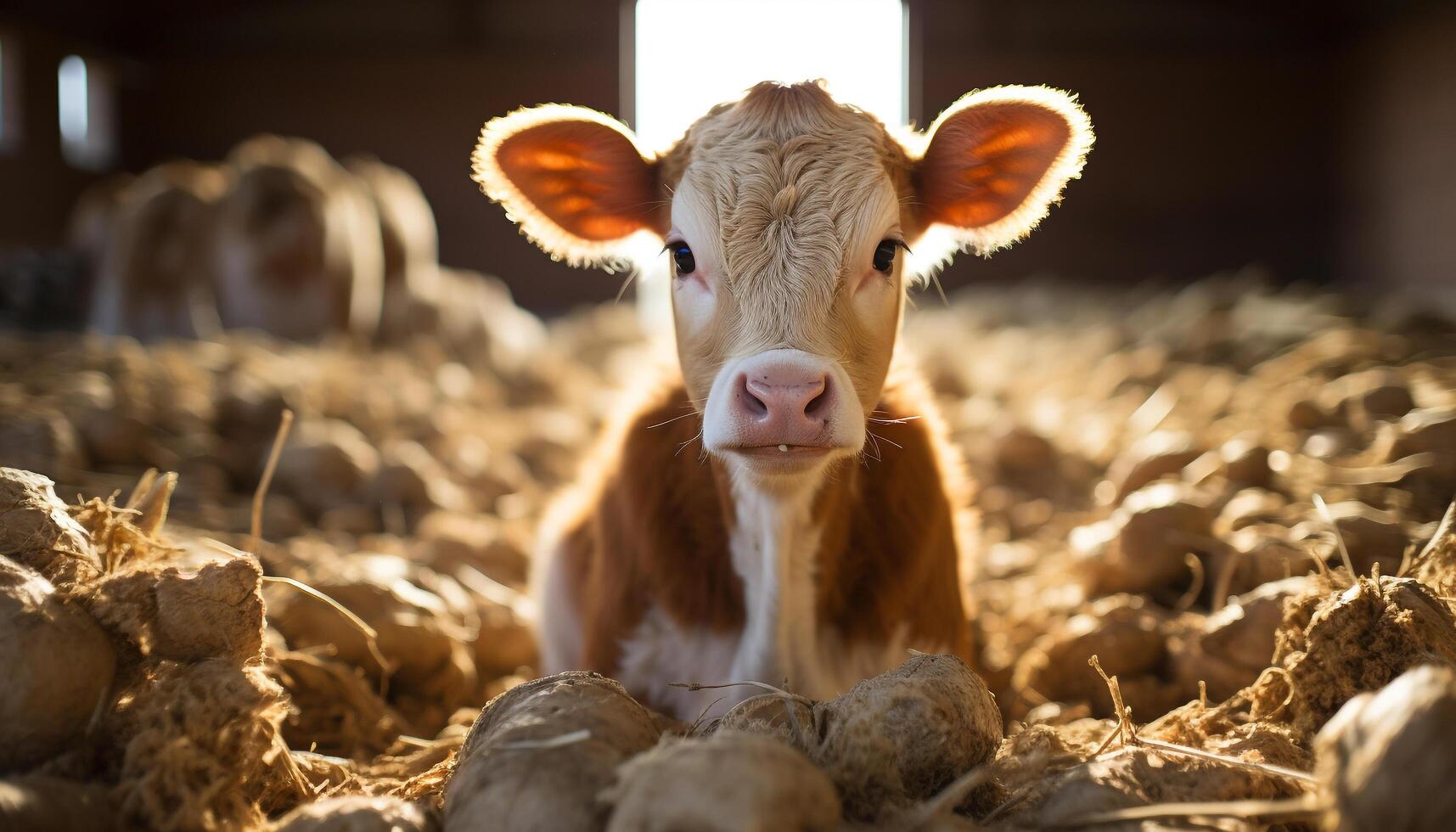 ai generato carino agnello pascolo nel nevoso prato, guardare a telecamera generato di ai foto