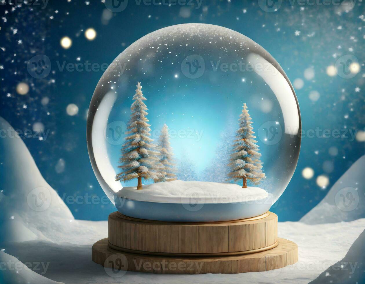 ai generato neve globo. inverno Magia sfera. realistico vacanza decorazione foto