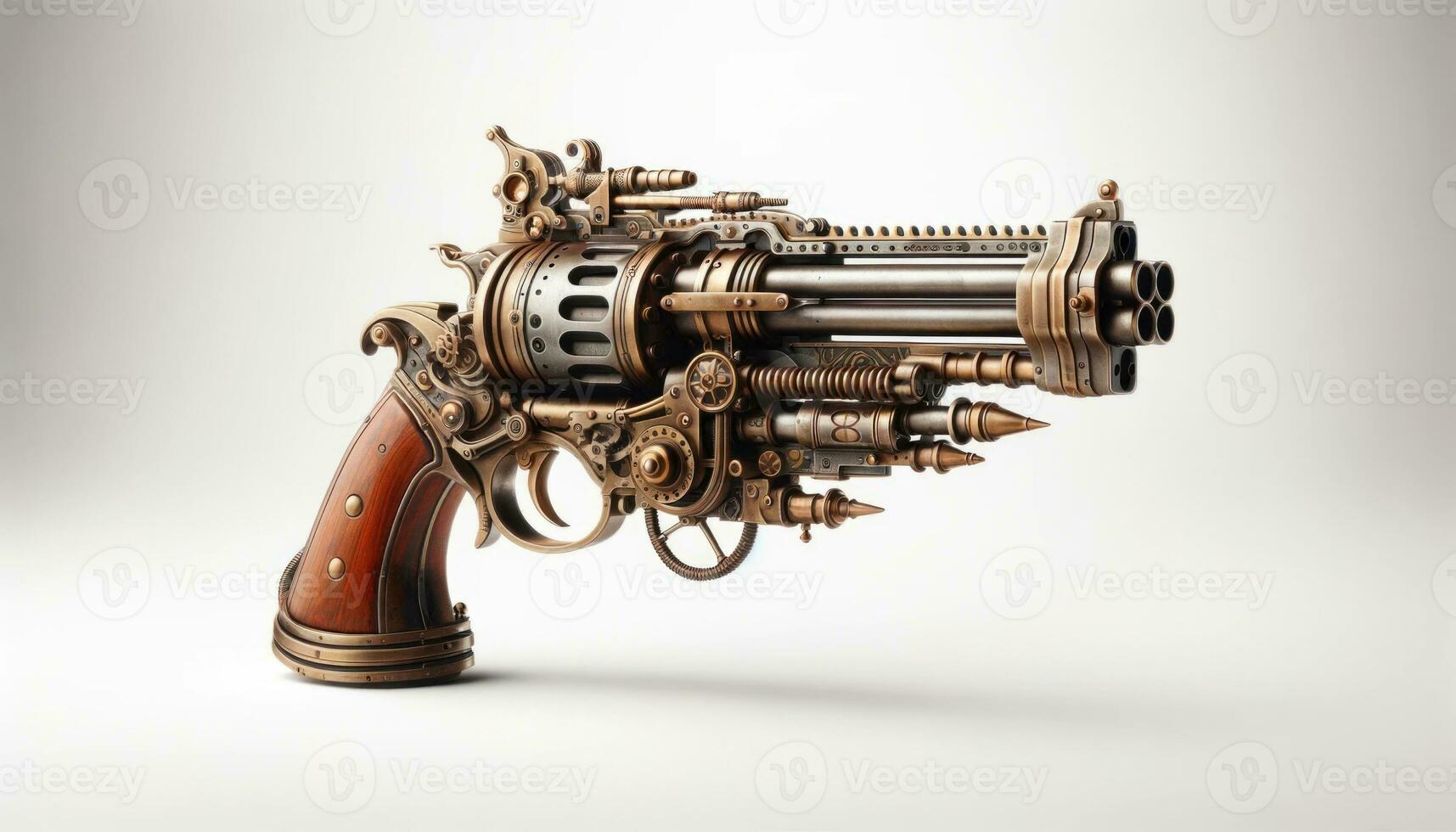 ai generato intricato steampunk pistola con dettagliato meccanico design foto
