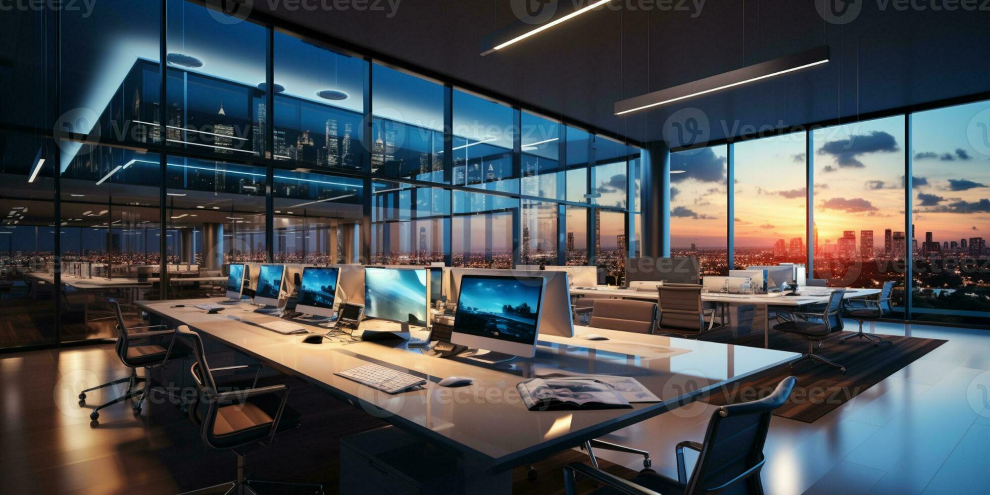 ai generato interno design moderno creativo ufficio foyer, aziendale Aperto spazio di lavoro, coworking ufficio camera foto