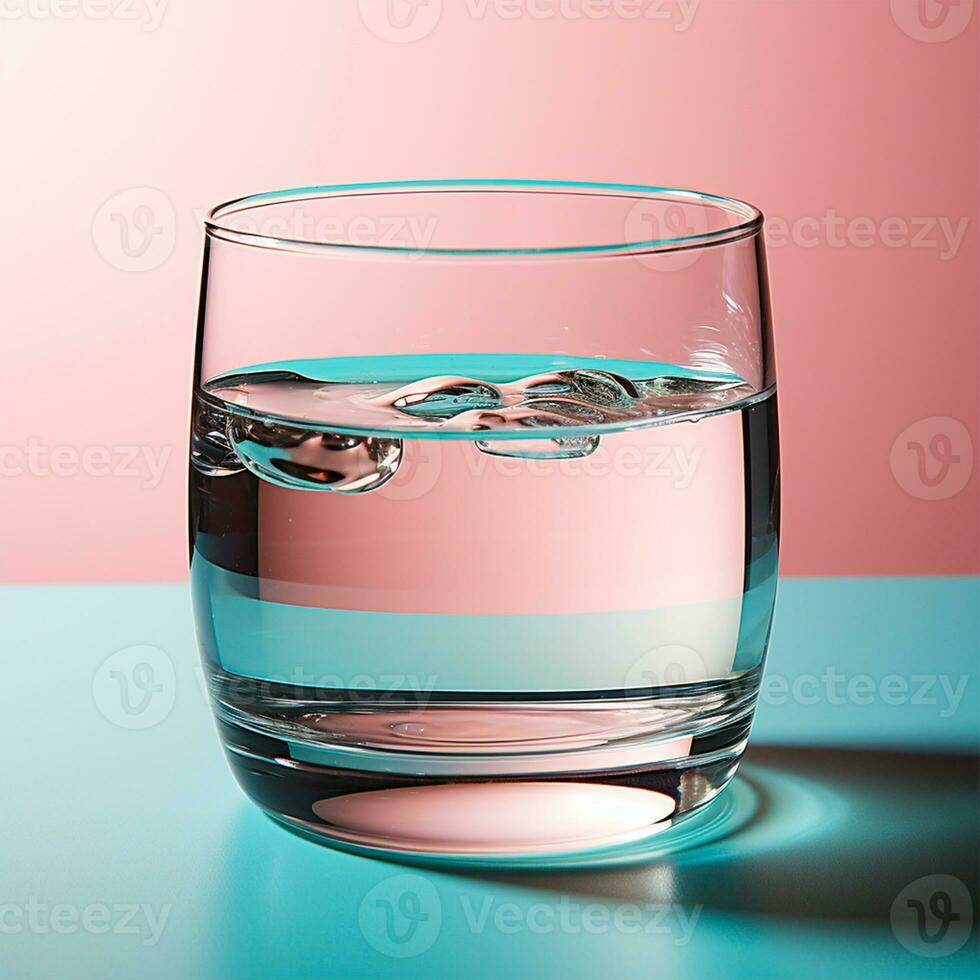 ai generato bicchiere di acqua su il tavolo, pastello isolato sfondo - ai generato Immagine foto