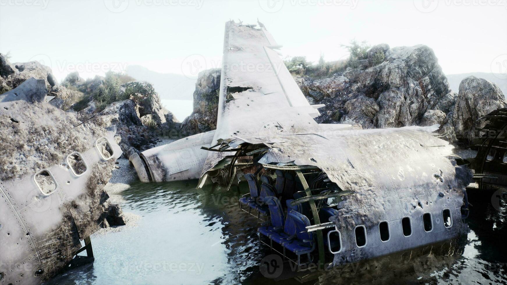 deteriorando aereo su roccioso isola bordo foto