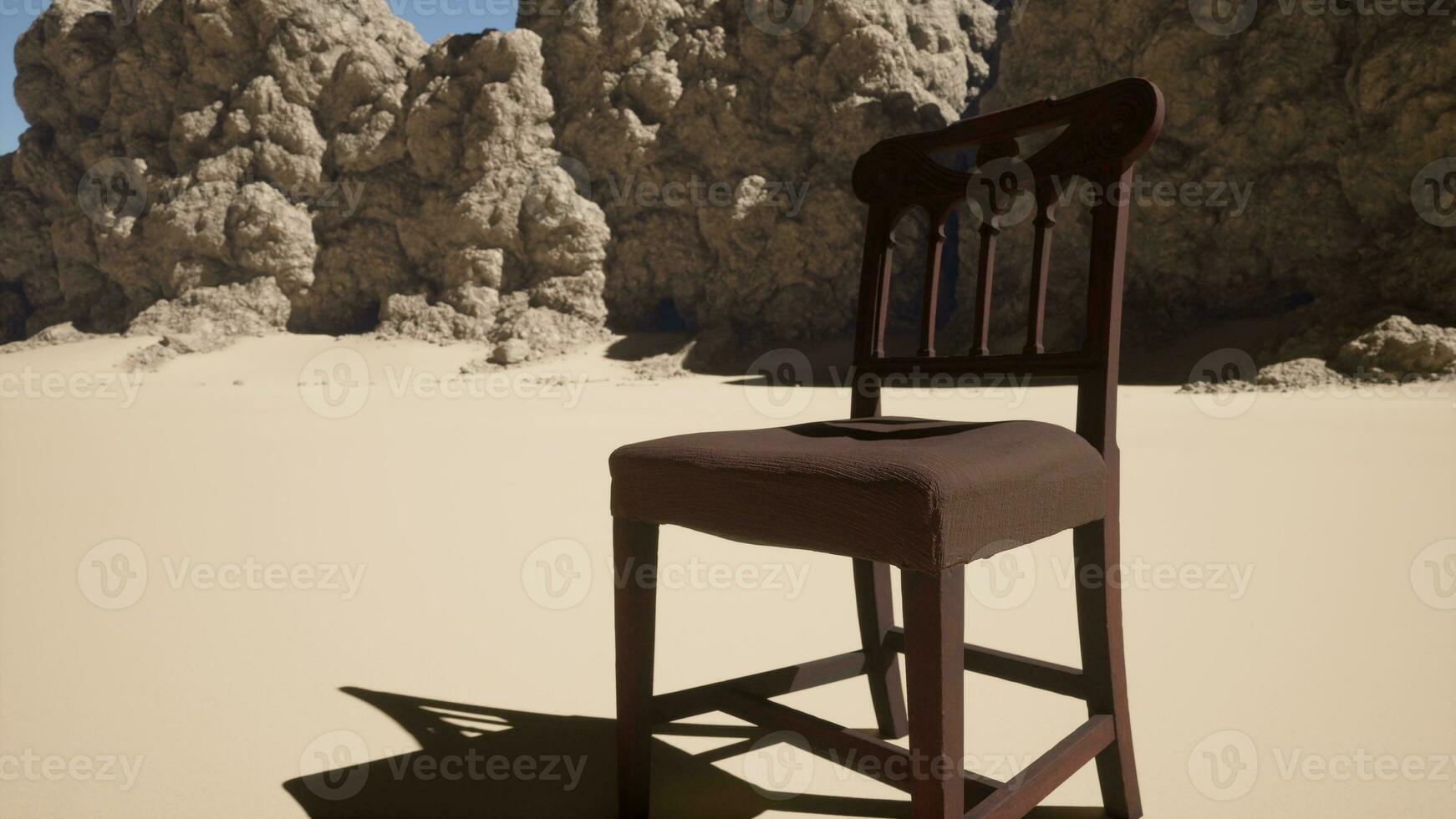 un' sedia seduta nel il mezzo di un' deserto foto
