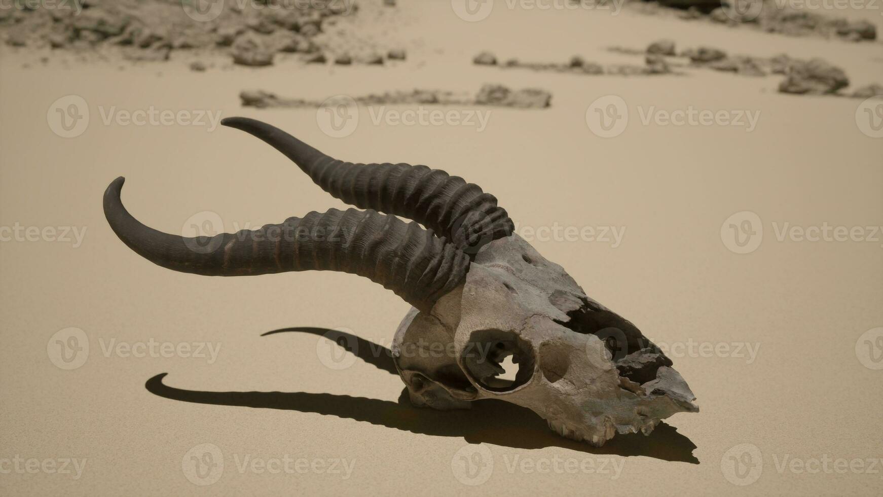 un animale cranio con lungo corna posa su il terra foto