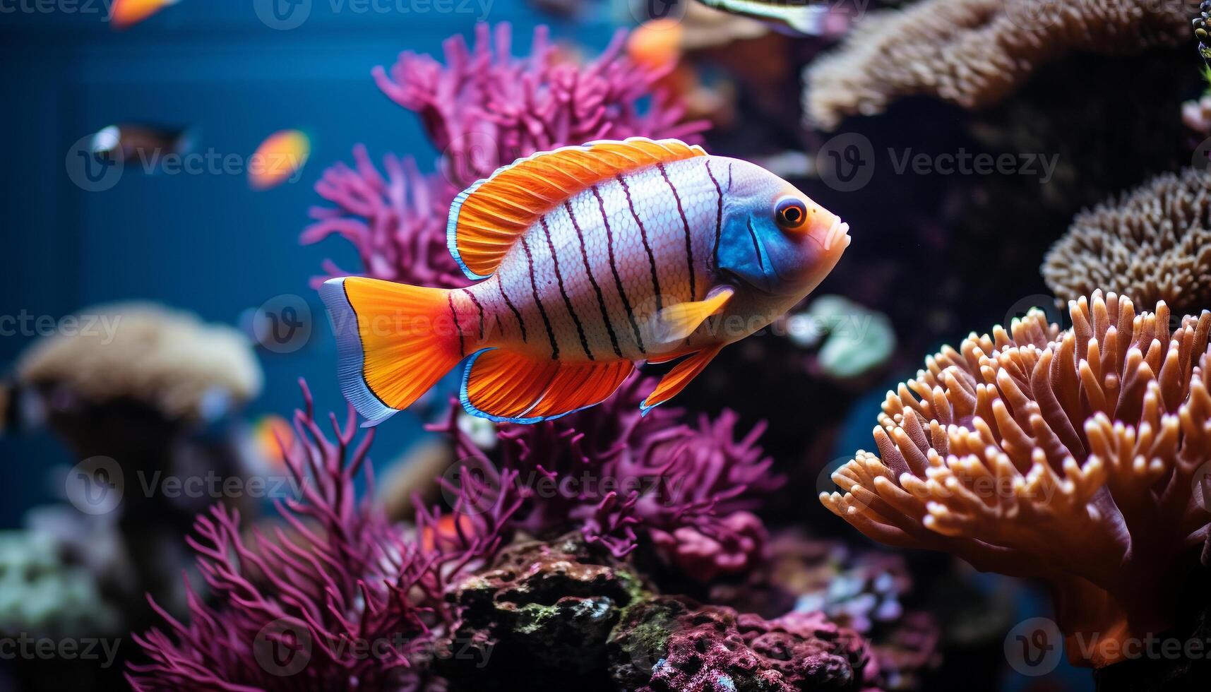 ai generato subacqueo bellezza pesce, scogliera, natura, animale, acqua, tropicale clima generato di ai foto