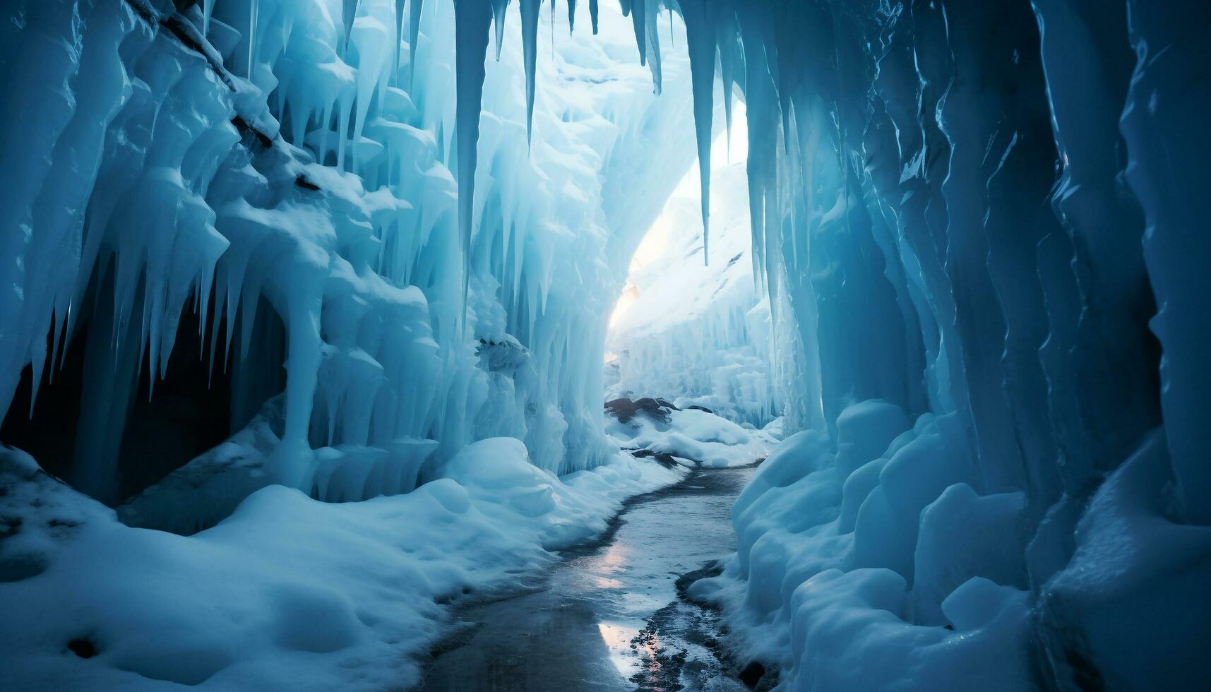 ai generato astratto blu ghiaccio cristallo riflette natura congelato freschezza generato di ai foto
