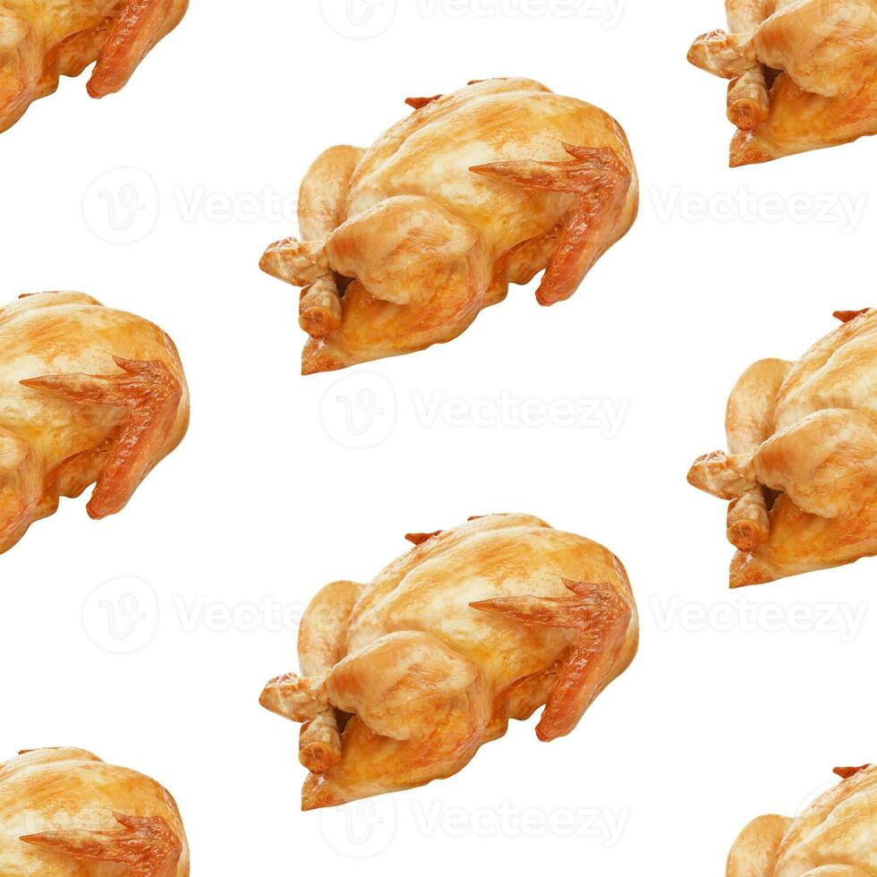 arrostito pollo, grigliato pollo senza soluzione di continuità modello isolato su bianca sfondo foto