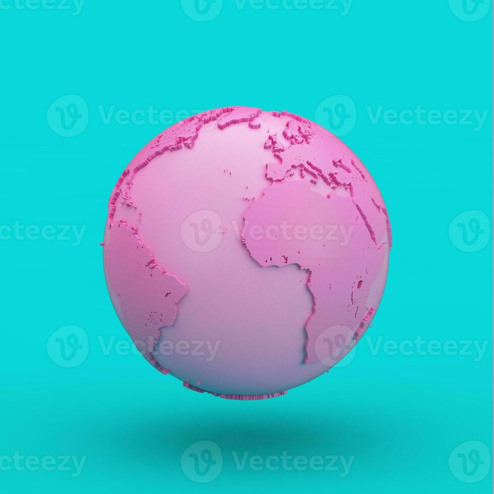 rosa terra globo nel duotone stile. 3d interpretazione foto