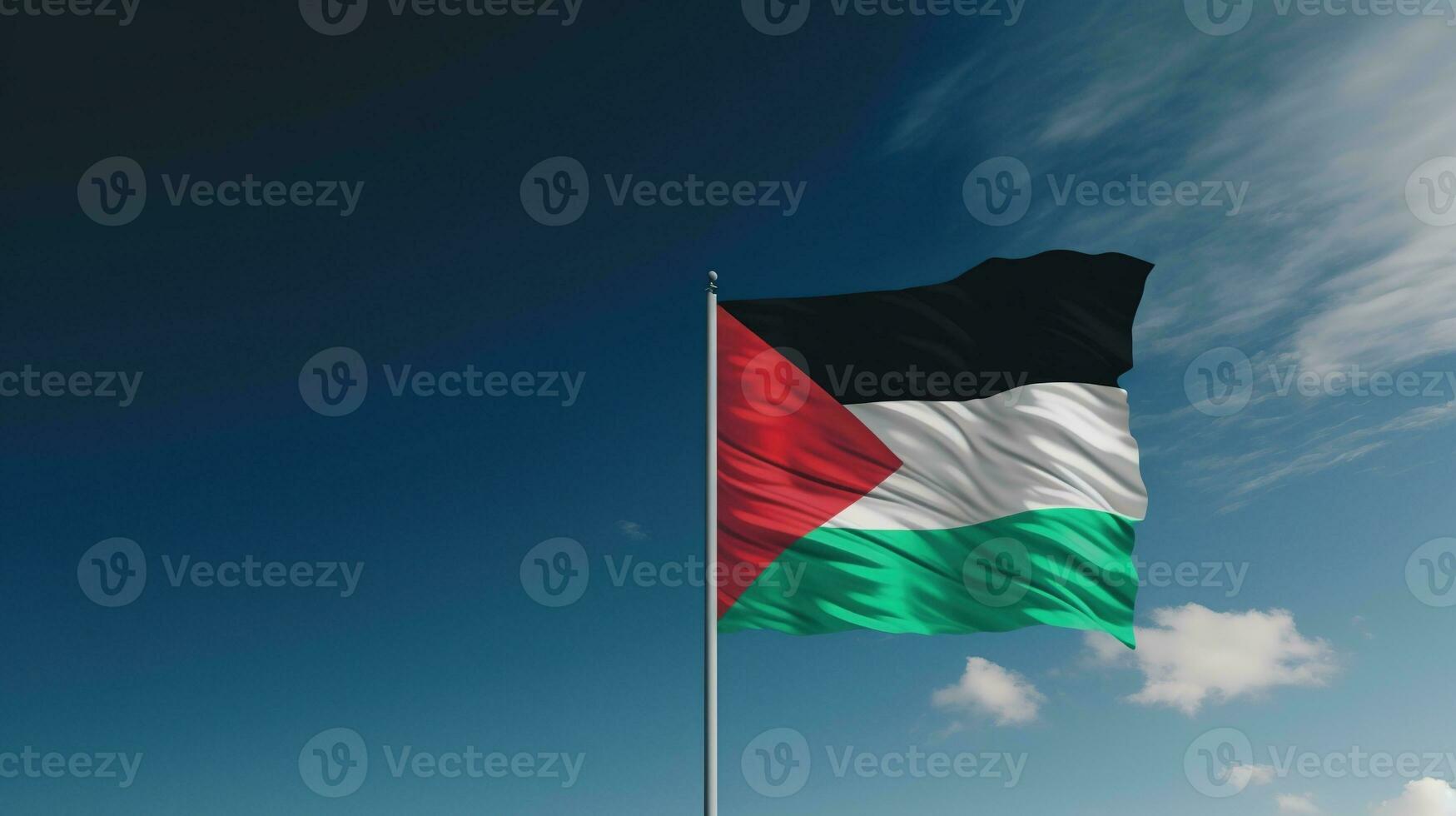 ai generato Palestina bandiera isolato su il blu cielo con copia spazio foto