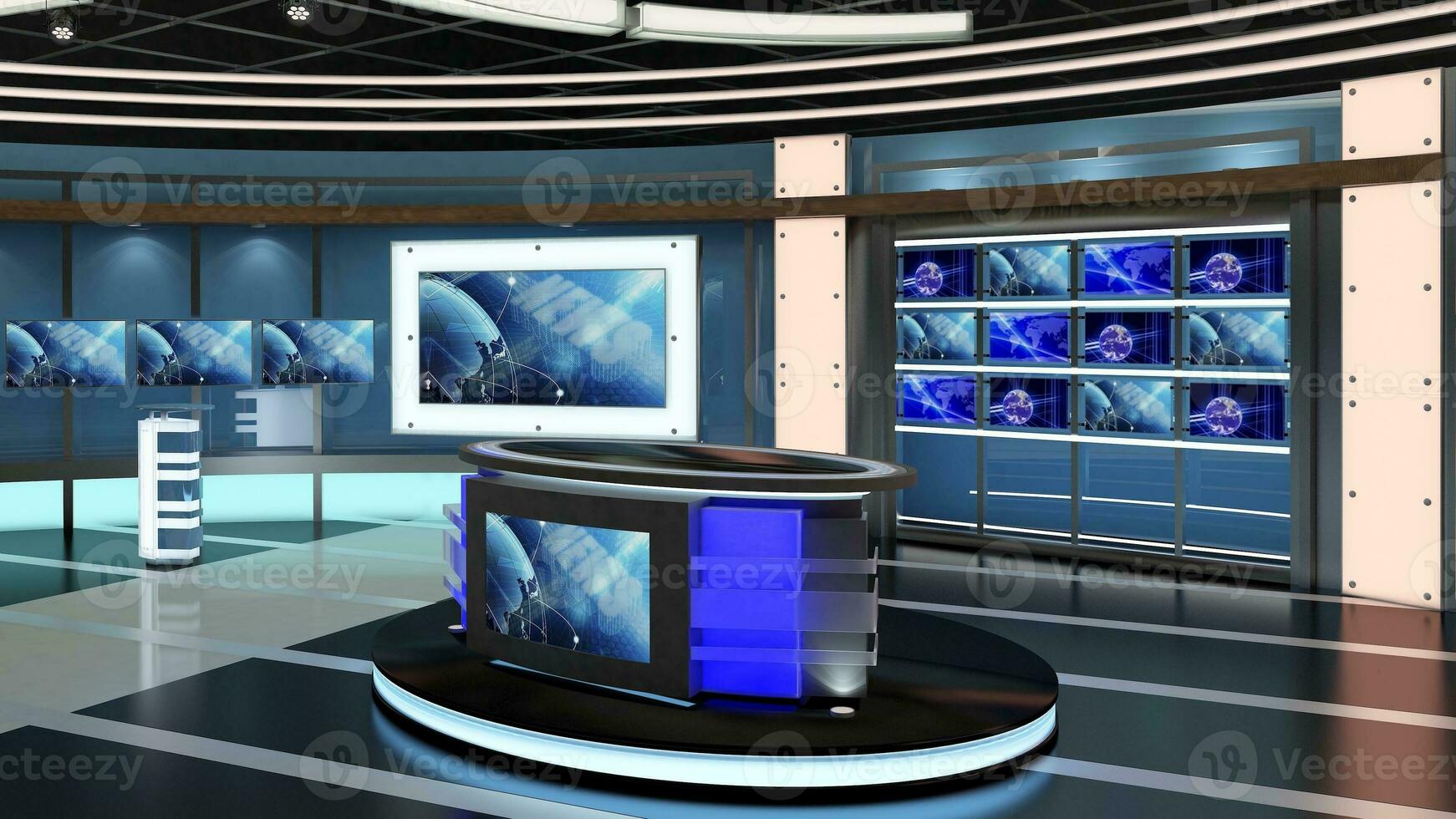 virtuale tv studio impostare. verde schermo sfondo. 3d interpretazione foto