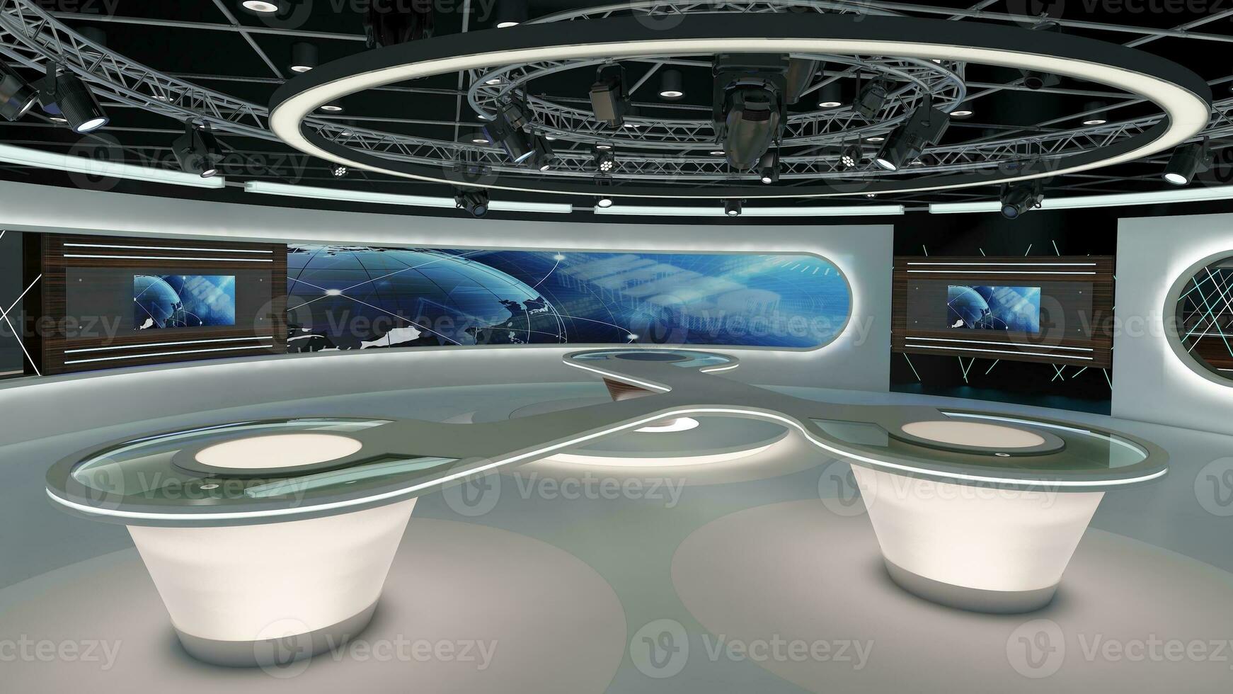 virtuale tv studio impostare. verde schermo sfondo. 3d interpretazione foto