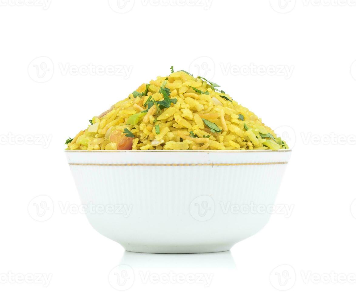 indiano popolare prima colazione piatto poha foto