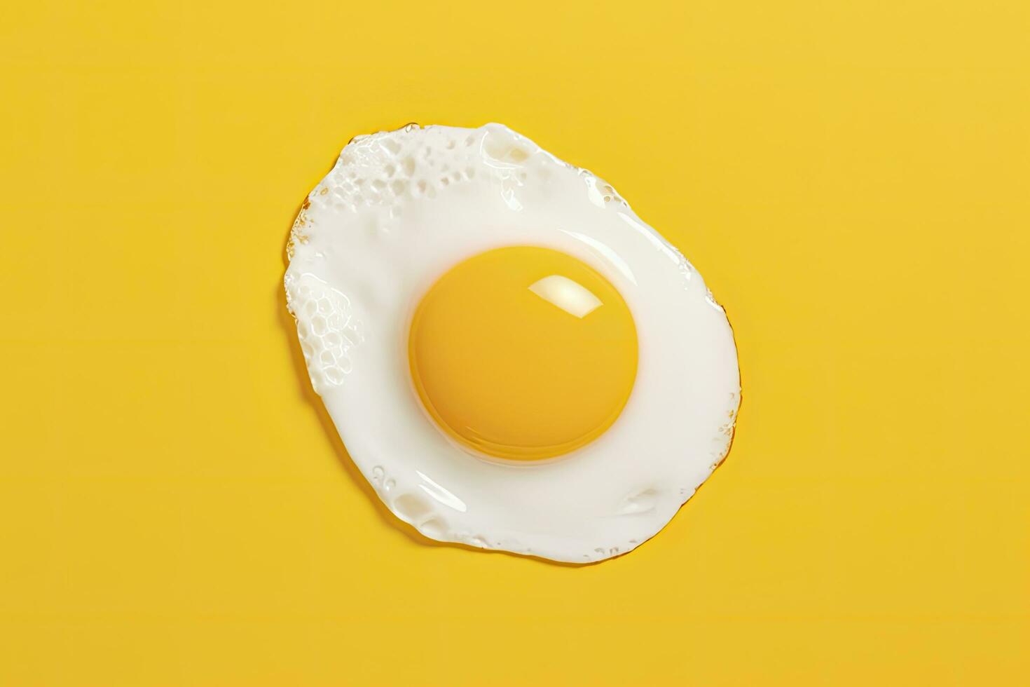 ai generato fritte uovo su un' giallo sfondo. ai generato foto