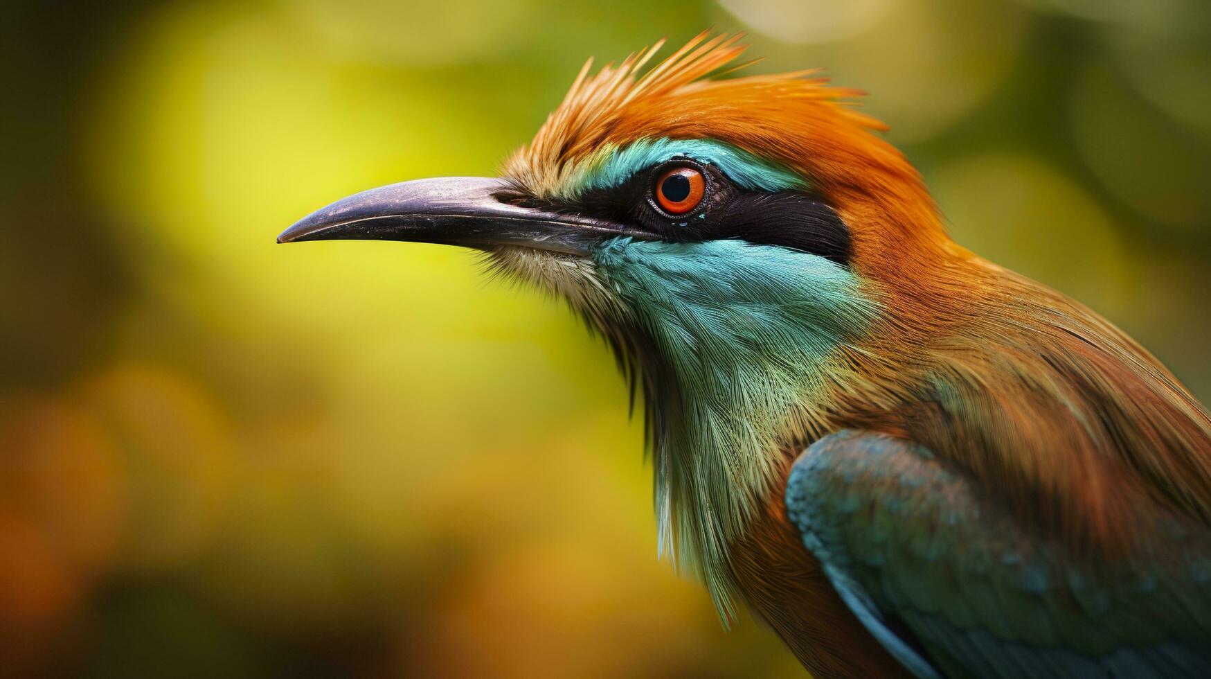 ai generato turchese sopracciglio motmot nel vivace colori. generativo ai foto