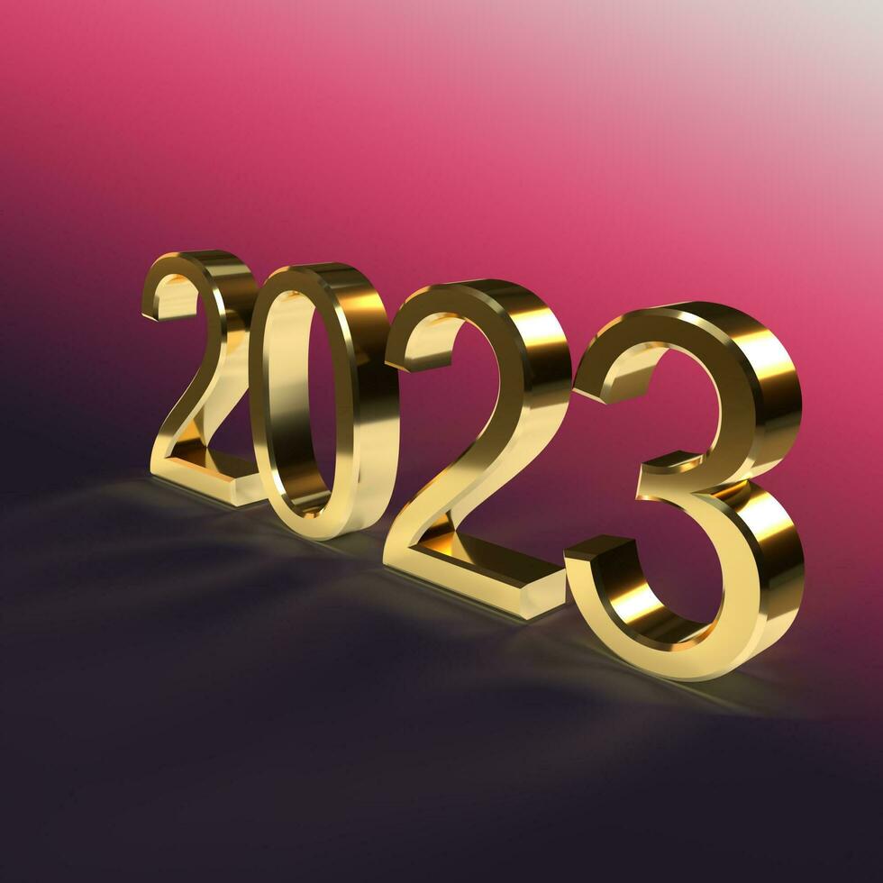 2023 d'oro grassetto 3d rendering, nuovo anno concetti per calendario e design. foto