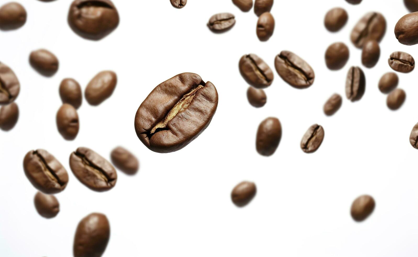 ai generato caffè fagiolo volante su bianca sfondo, 3d illustrazione. generativo ai foto