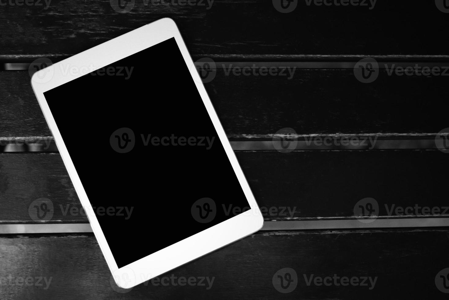 tablet touchscreen bianco con schermo spazio copia vuoto nero foto