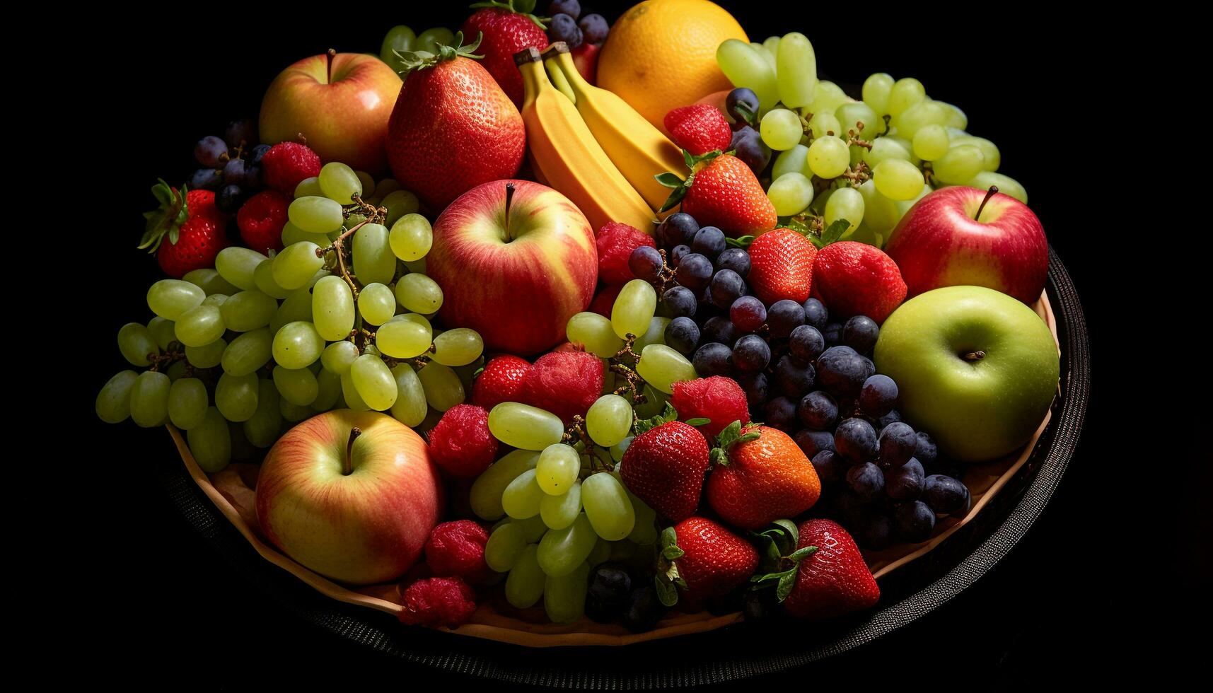 ai generato fresco frutta collezione su di legno tavolo, salutare mangiare generato di ai foto