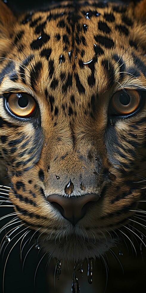 ai generato leopardo macro fotografia. ai generato foto
