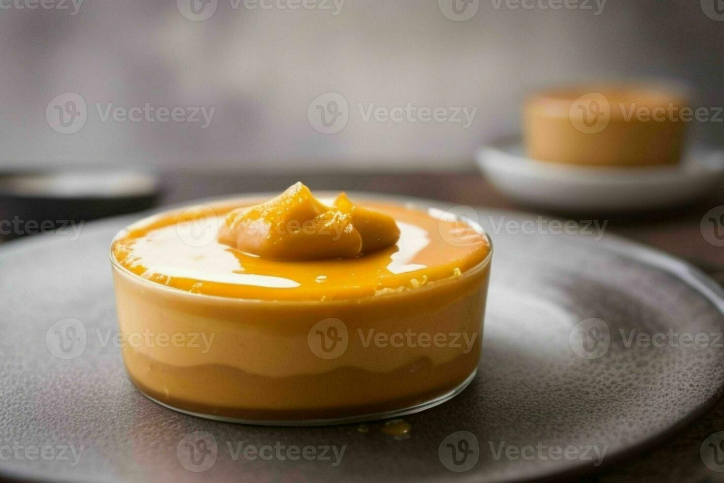 ai generato caramello crema pasticciera budino. professionista foto