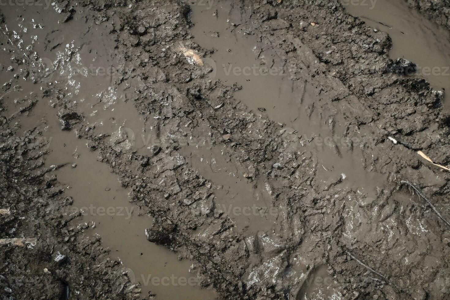 sporco brani su il sabbia di il strada, aereo Visualizza. foto