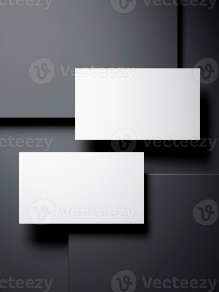 bianca attività commerciale carta con elegante buio sfondo foto