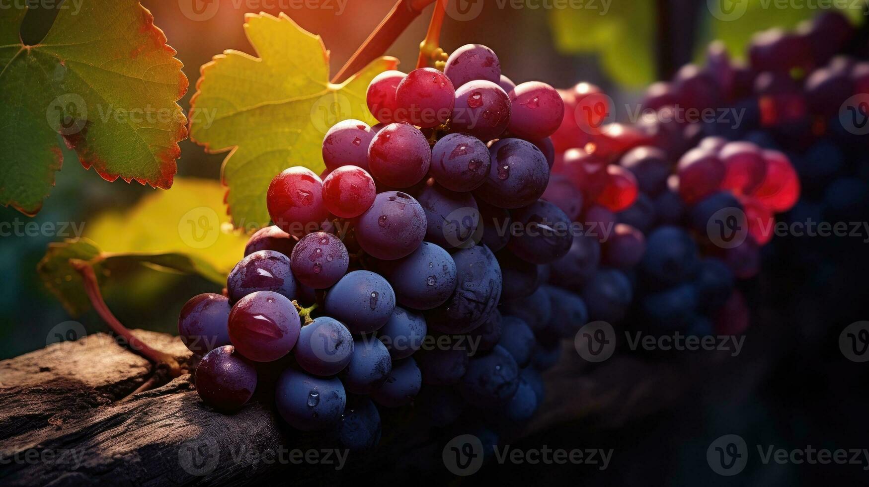 ai generato maturazione di rosso viti per vino produzione foto
