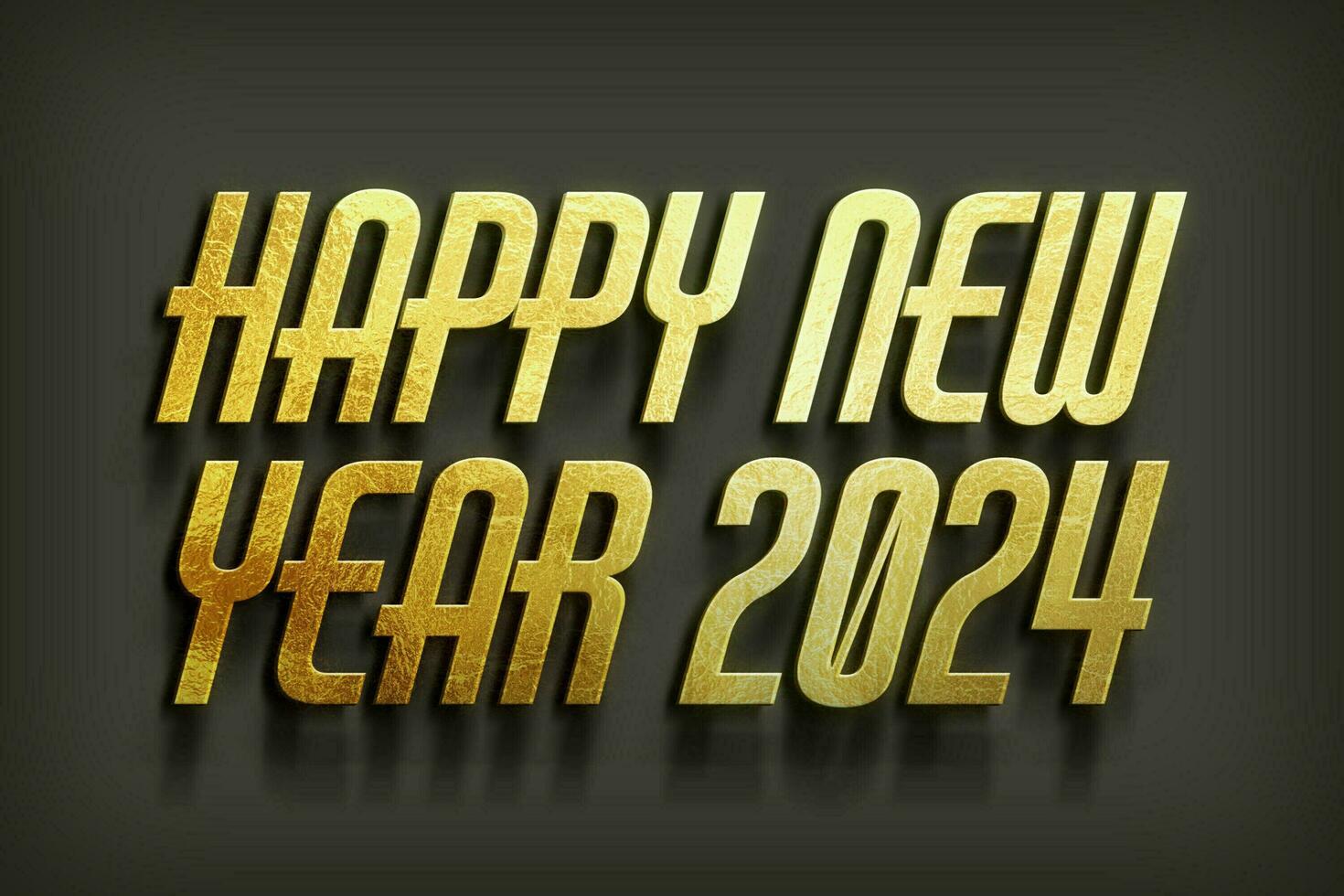 contento nuovo anno 2024 su un' elegante nero sfondo. foto