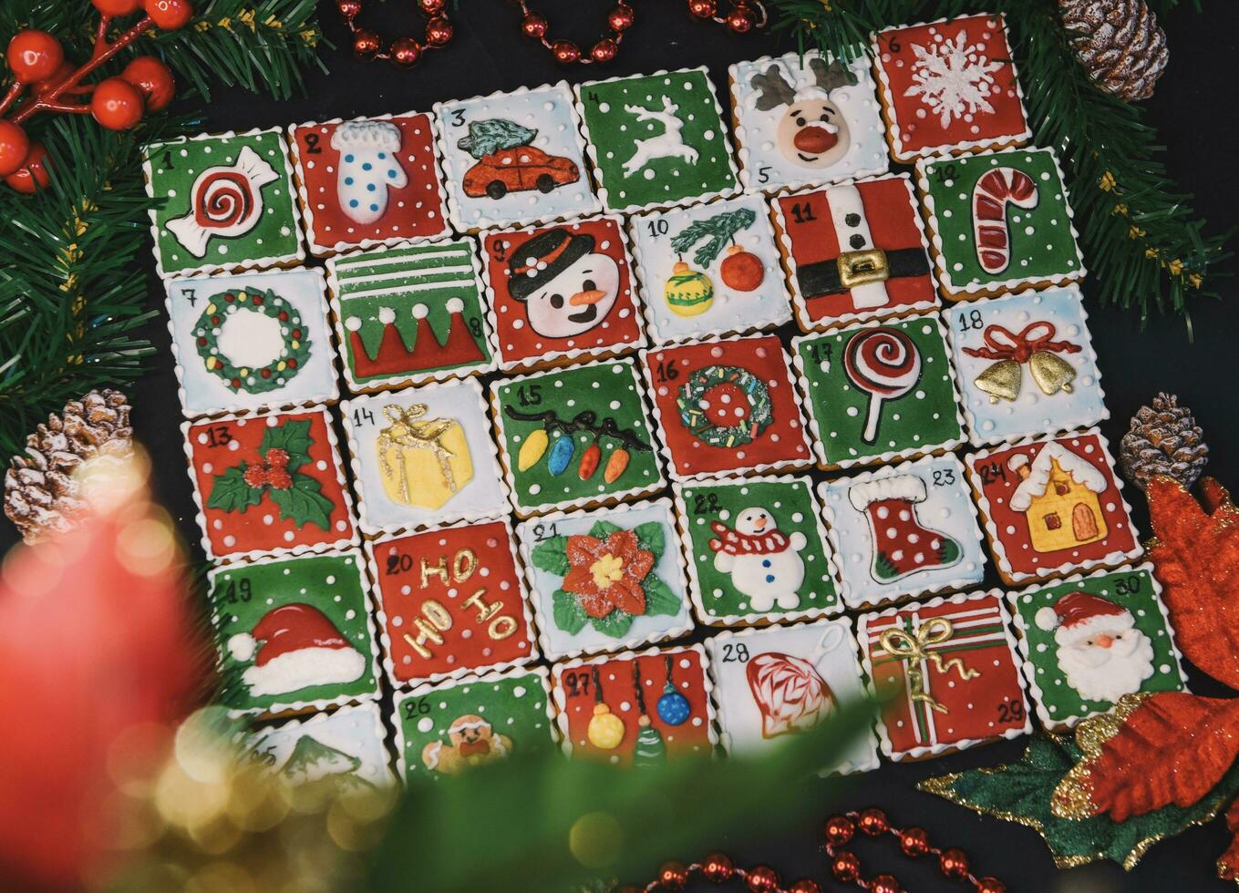 Natale colorato biscotti per sfondo foto