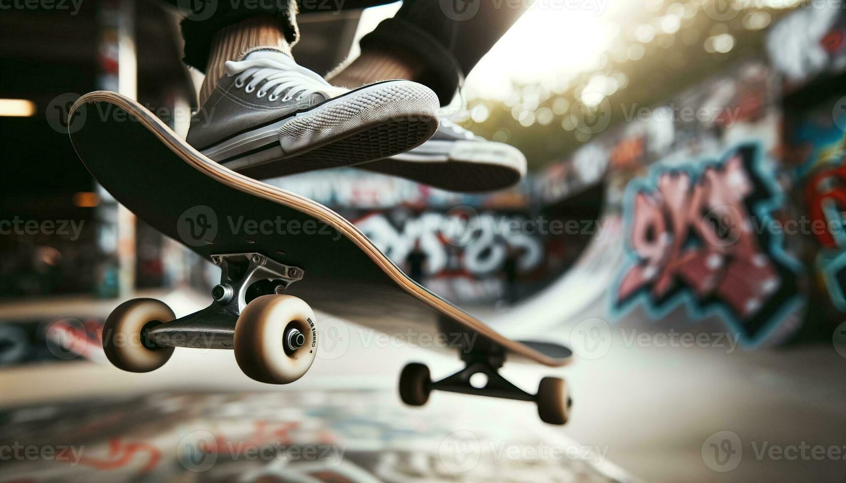 ai generato skateboarder l'esecuzione un' trucco. generativo ai foto