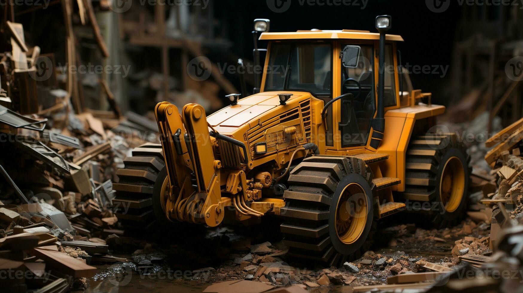 ai generato 3d realistico bulldozer foto