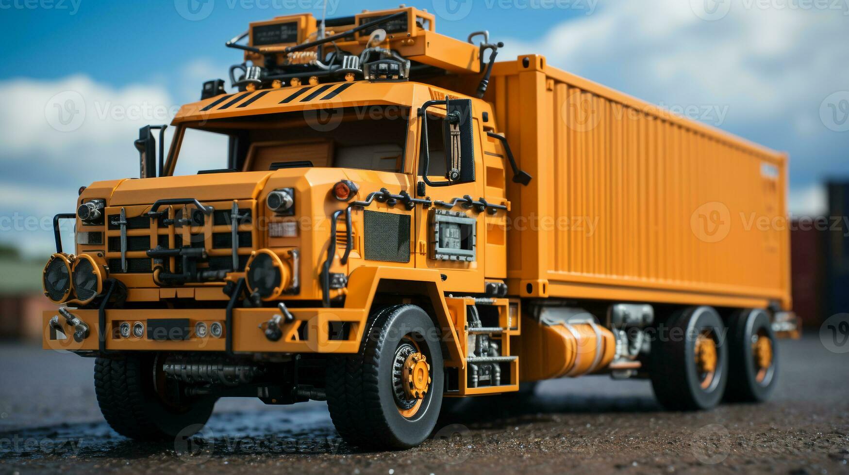ai generato 3d realistico contenitore camion foto