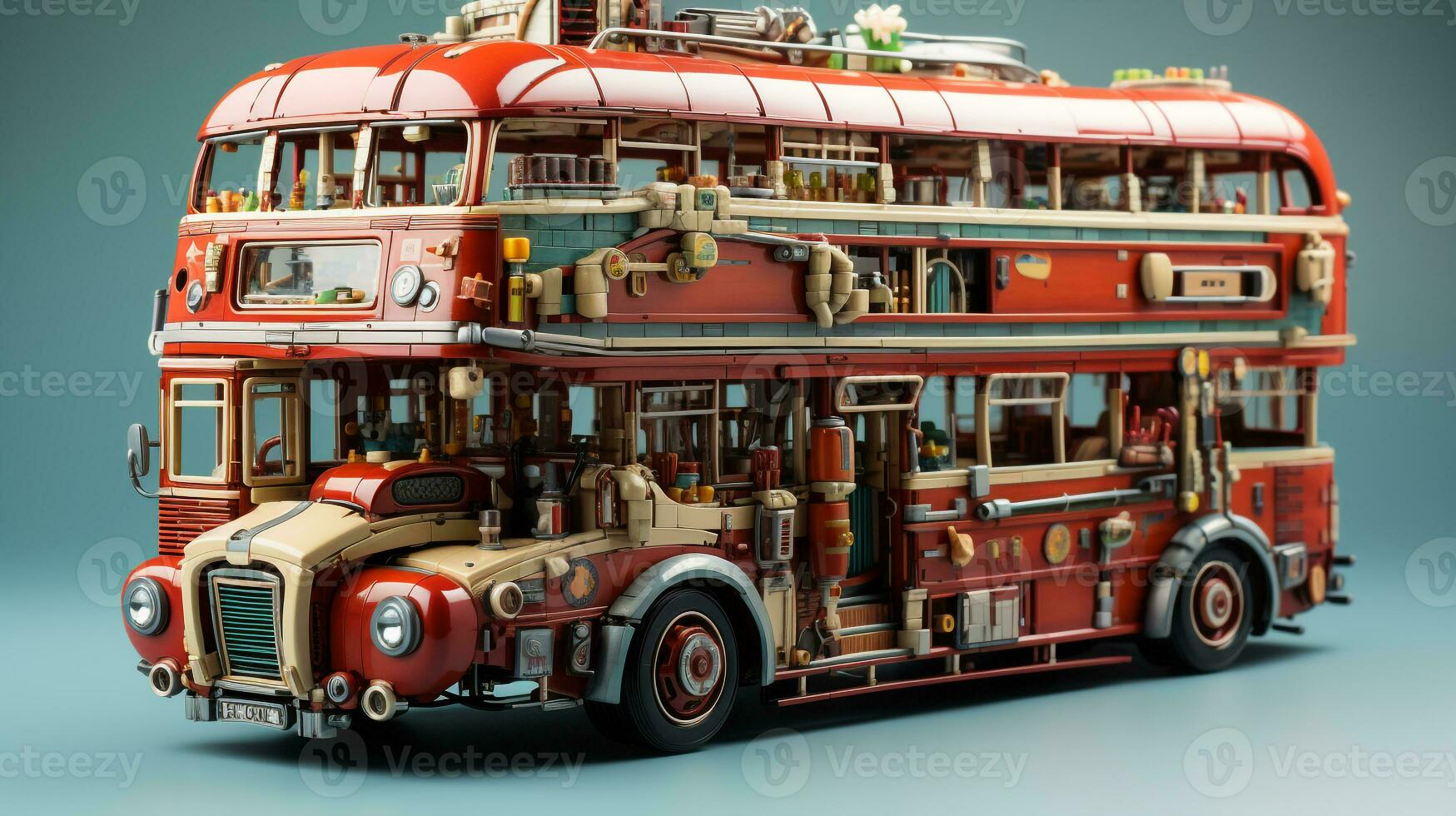 ai generato 3d realistico autobus a due piani autobus foto