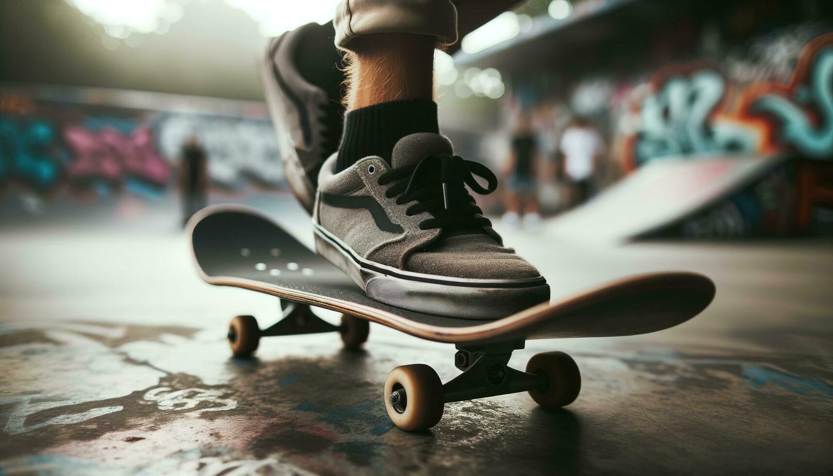 ai generato skateboarder l'esecuzione un' trucco. generativo ai foto