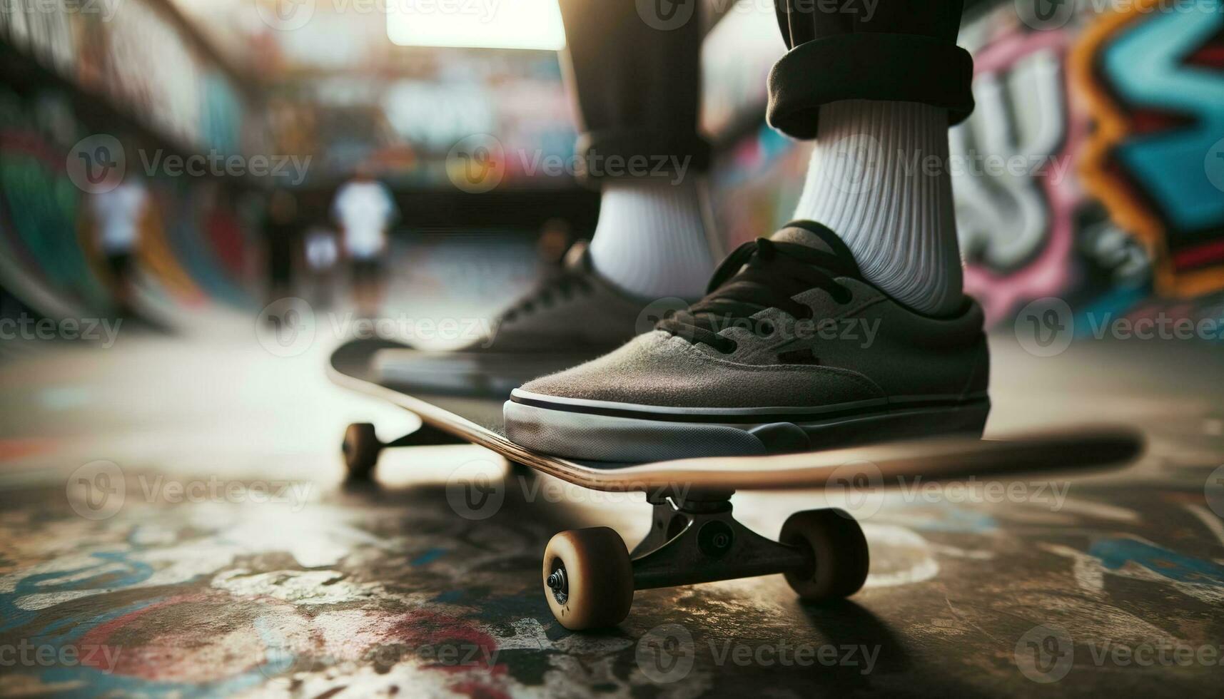 ai generato skateboarder l'esecuzione un' trucco. generativo ai foto